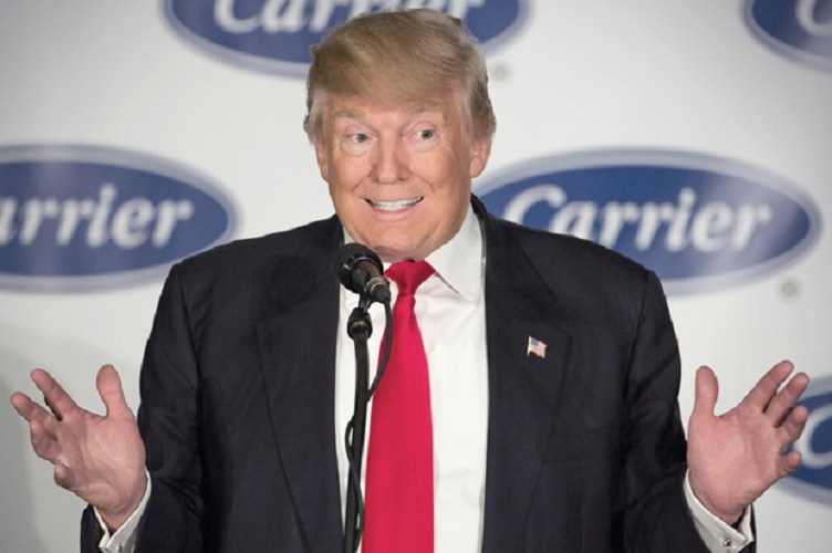 INDIANAPOLIS, IN - DECEMBER 01:  President-elect Donald Trump speaks to workers at Carrier air conditioning and heating on December 1, 2016 in Indianapolis, Indiana.  (Photo by Tasos Katopodis/Getty Images)