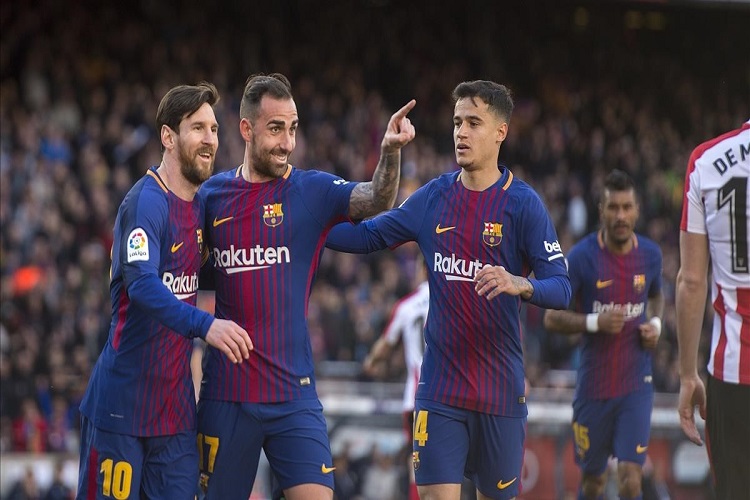 Barcelona   18 03 2018  Deportes                           Paco Alcacer abre el marcador durante el partido de  liga de entre el FC Barcelona y el Athletic de Bilbao   Fotografia de Jordi Cotrina