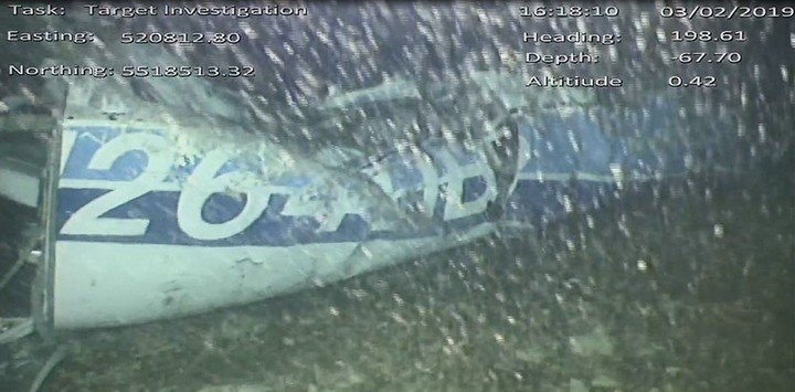 El aviÃ³n Piper Malibu en el que viajaba Emiliano Sala en el fondo del Canal de la Mancha. (Foto: AFP).