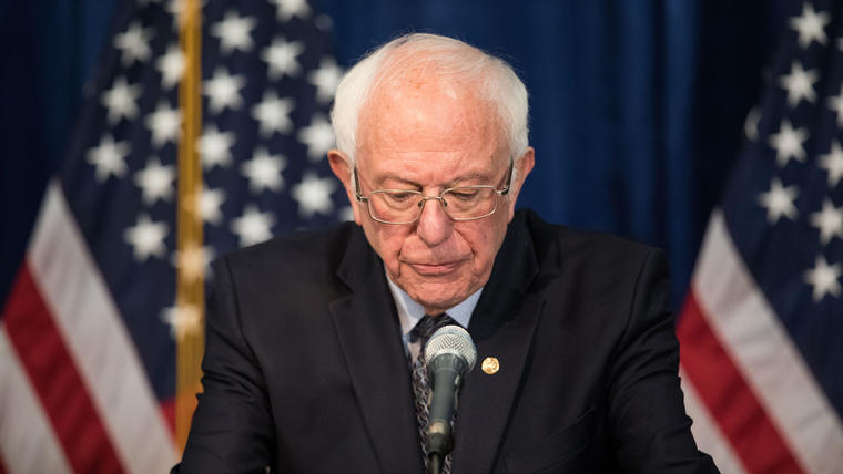 BURLINGTON, VT - MARCH 11:  Democratic presidential candidate Sen. Bernie Sanders (I-VT) delivers a campaign update at the Hotel Vermont on March 11, 2020 in Burlington, Vermont.  (Photo by Scott Eisen/Getty Images)