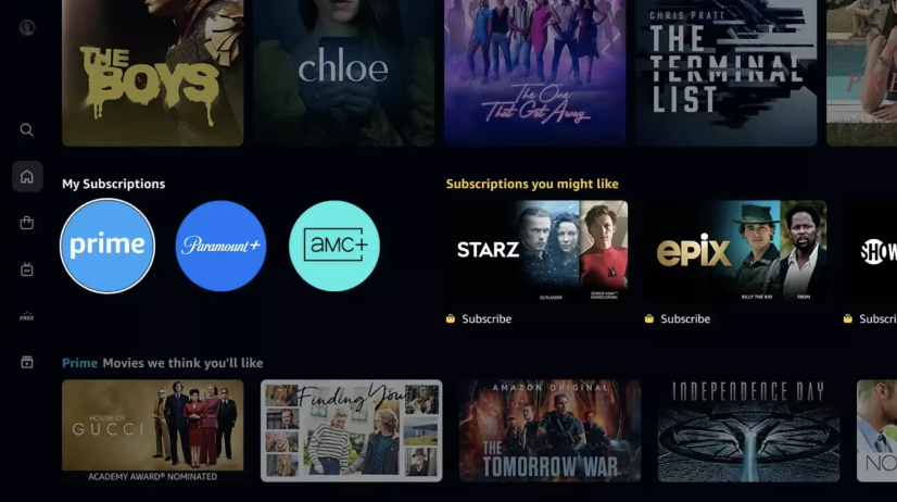 Amazon Prime Video interfaz